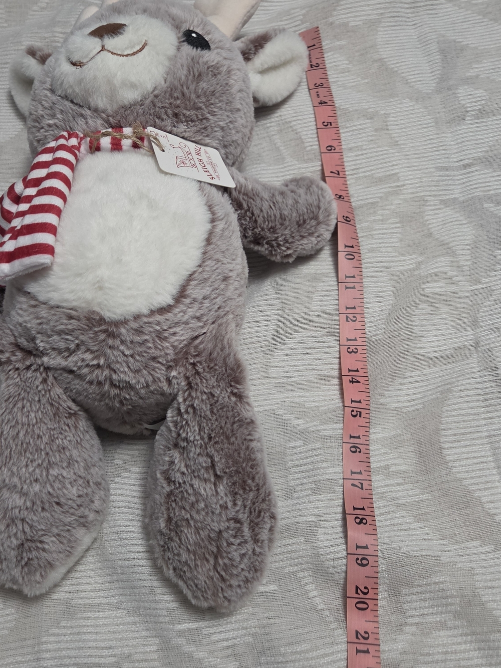 Sleigh Hill Trading Co. Reindeer Plush Stuffed Animal Gray Red Scarf w Tag Decor - Picture 8 of 10